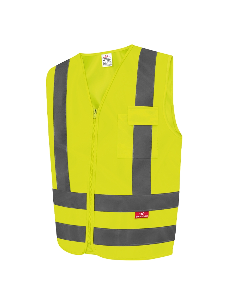 imagem do produto Colete Refletivo Com 1 Bolso Amarelo Fluorescente SteelFlex Blusão