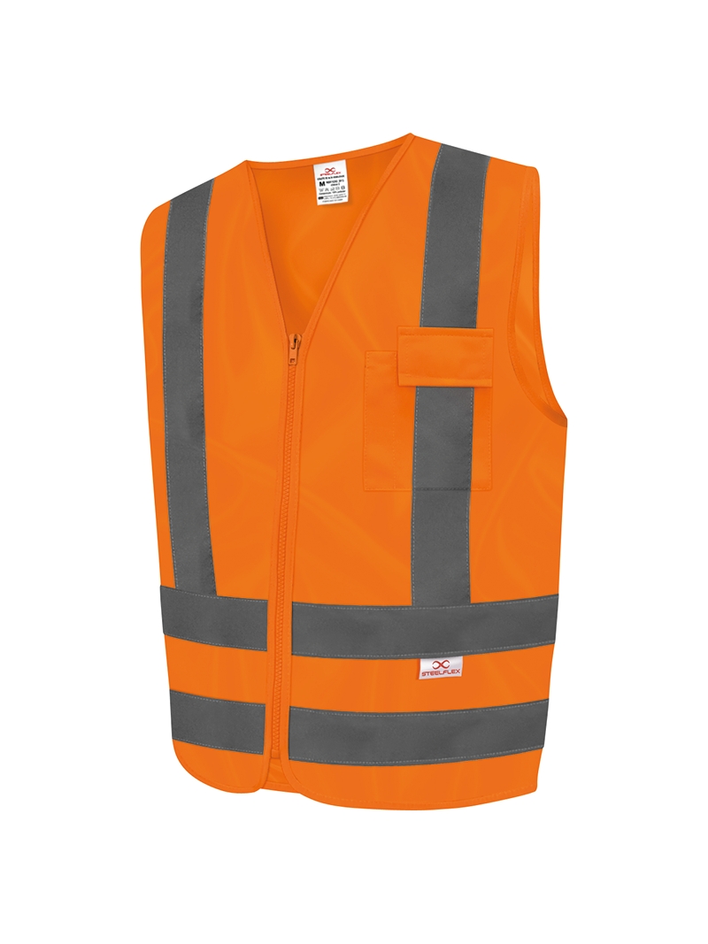 imagem do produto Colete Refletivo Com 1 Bolso Laranja Fluorescente SteelFlex Blusão