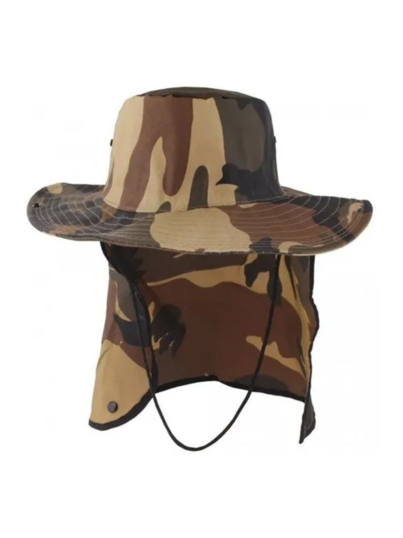 imagem do produto Chapéu Pescador C/Aba Proteção Nuca Pescoço Marrom Camuflado