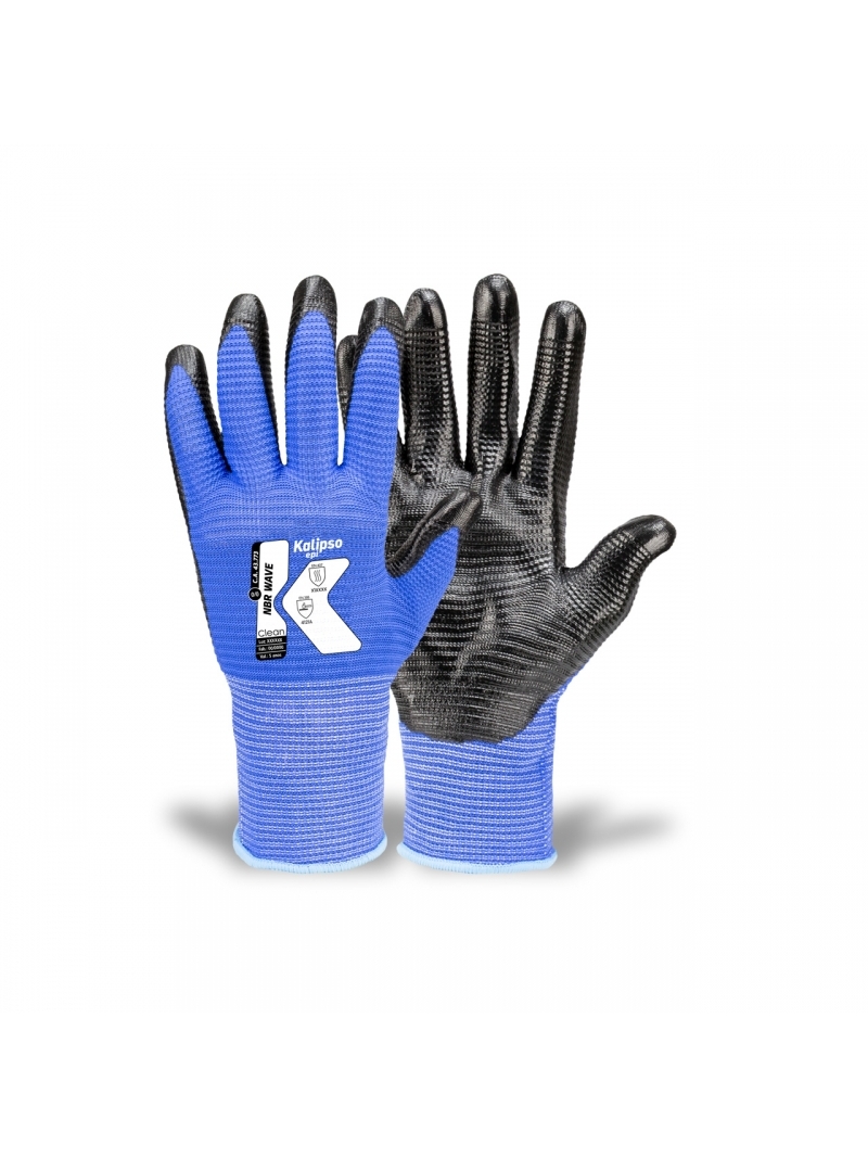 imagem do produto Luva De Segurança NBR Wave Nitrilica Azul Kalipso Epi