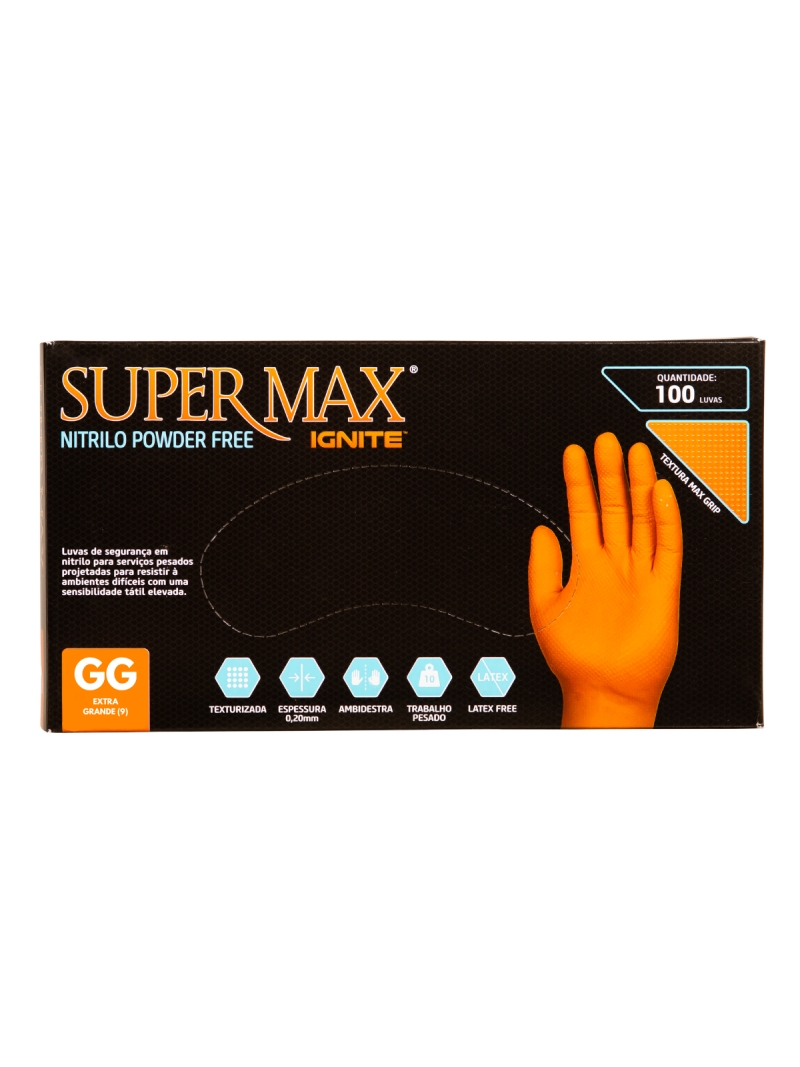 imagem do produto Luva De Proteção Nitrilo Ignite Laranja Supermax